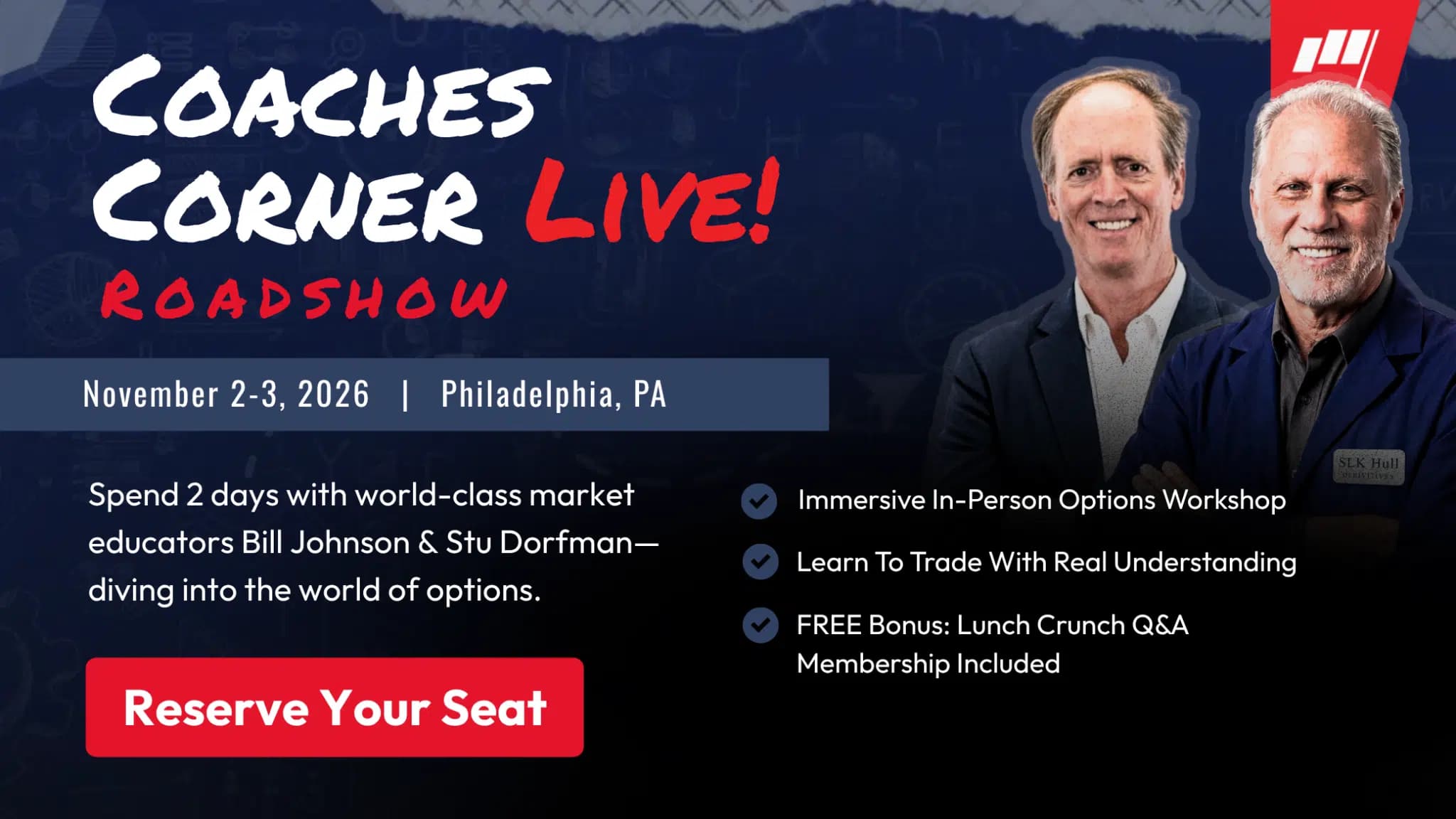 Coaches Corner LIVE Roadshow - November 2-3, 2026, Philadelphia. Reserve your seat