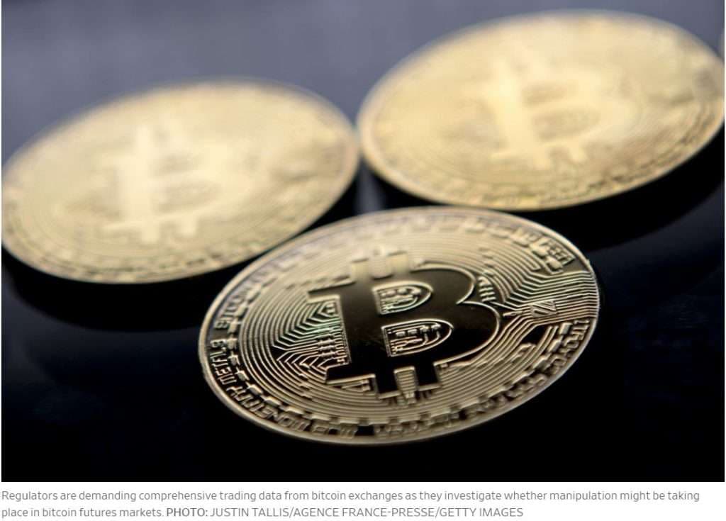 U.S. Regulator Demands Trading Data From Bitcoin Exchanges in Manipulation Probe via @WSJ